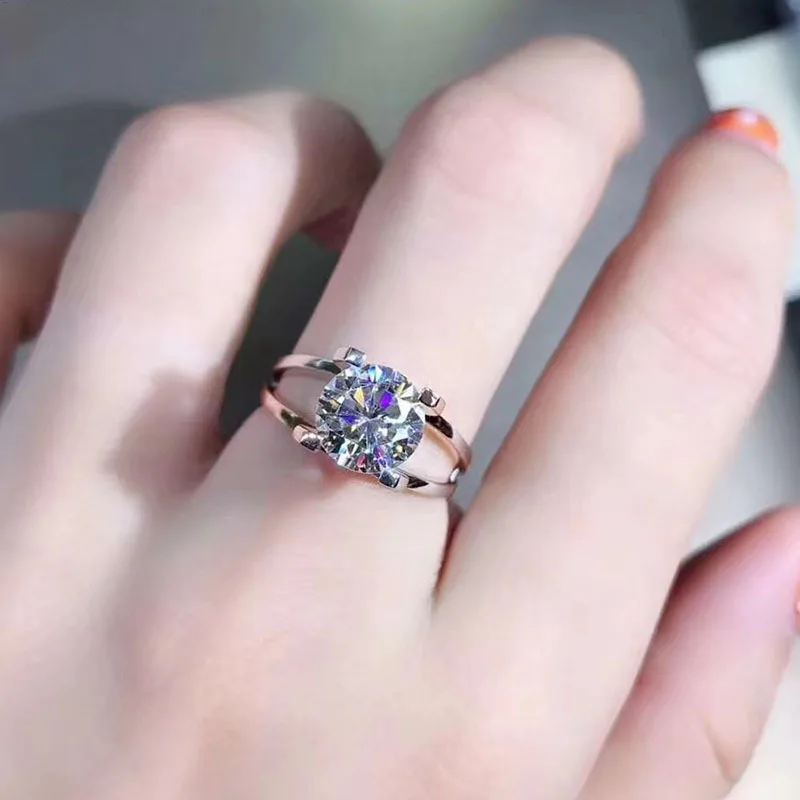 Кольцо из белого золота 14 к классическое 4 коготь моиссанит ювелирные изделия