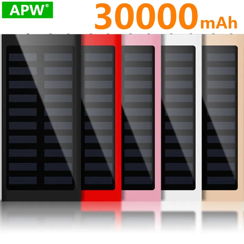 Портативное зарядное устройство на солнечной энергии 30000 мАч водонепроницаемый