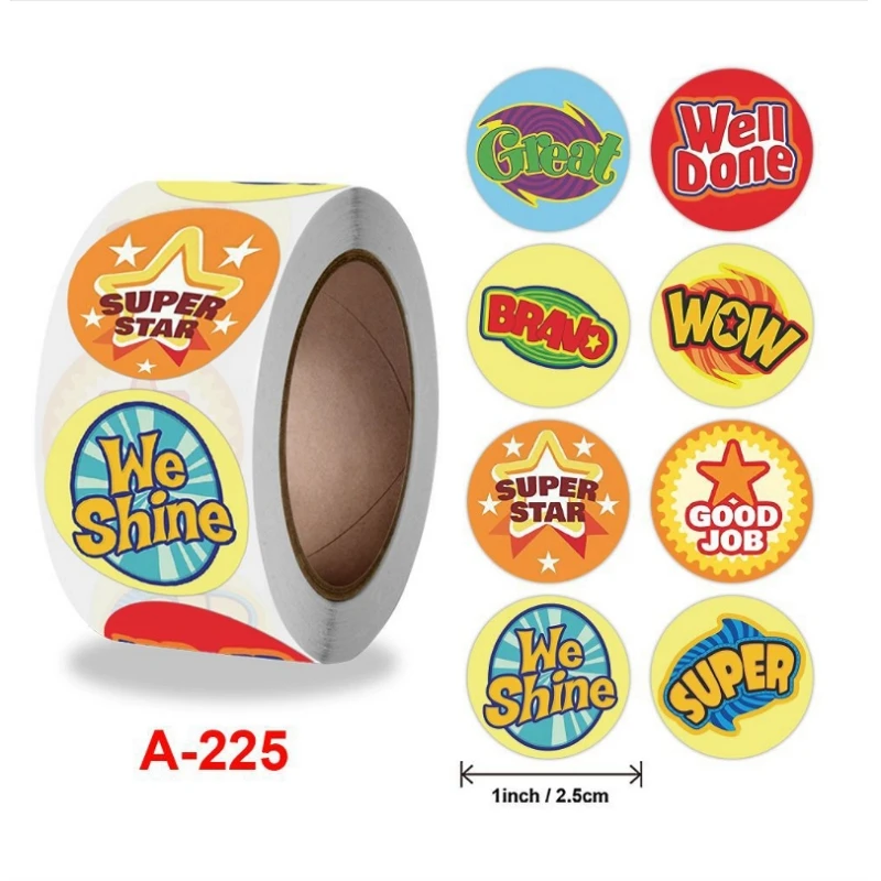 

500pcs/roll Zoo Animals cartoon Stickers for kids classic toys sticker school teacher reward sticker 8 designs pattern