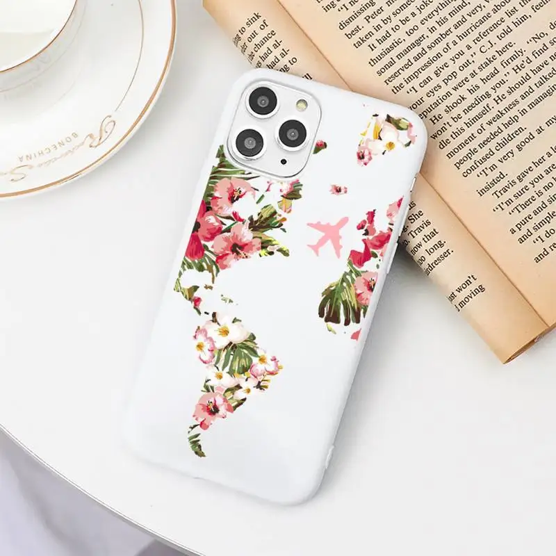 

World Map Travel art design pattern Phone Case Candy Color for iPhone 6 7 8 11 12 s mini pro X XS XR MAX Plus