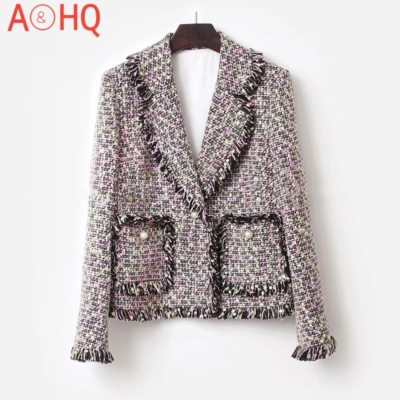 

Pinkish-purple Coat Autumn/Winter Women's Jacket Tweed Office ladies Coat Tops one-piece jacket