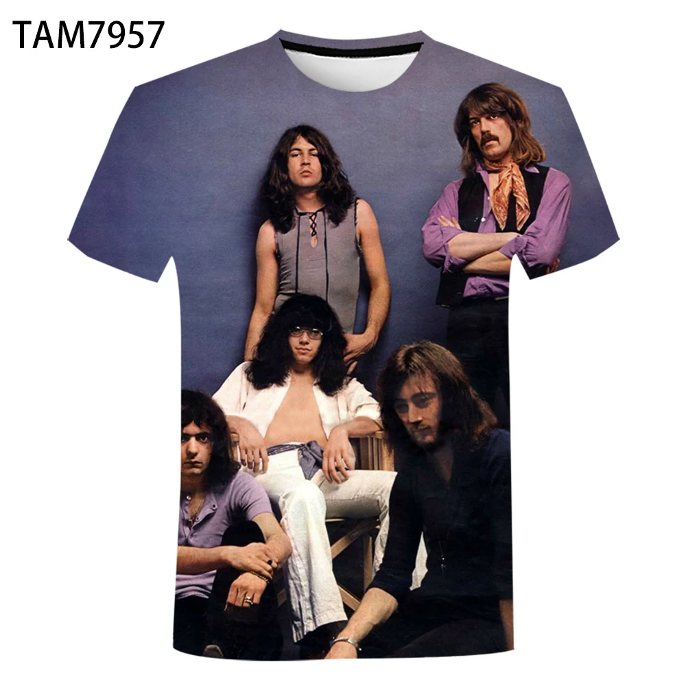 Темно-фиолетовая летняя Новинка 2021 молодежная английская футболка рок-группы с 3D