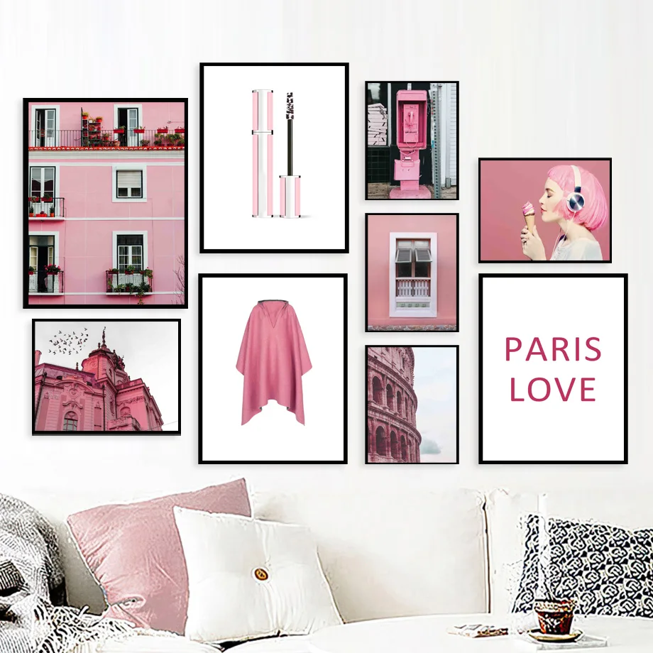 

Roses High Heeled Lipstick Mascara Girl Wall Art Canvas Painting Nordic Posters And Prints Wall Pictures For Living Room Decor