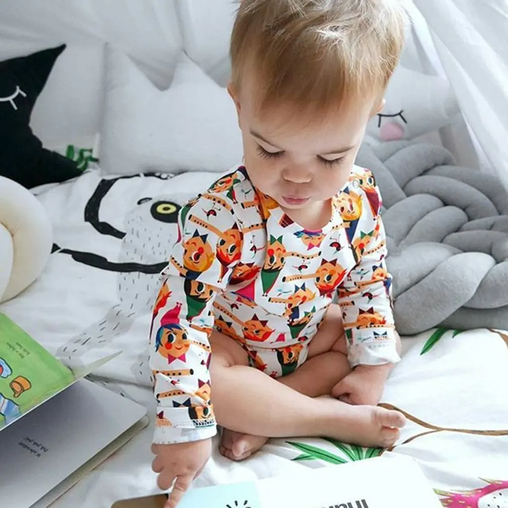 Детские боди с длинными рукавами рисунком клоуна эластичные комбинезоны Новые