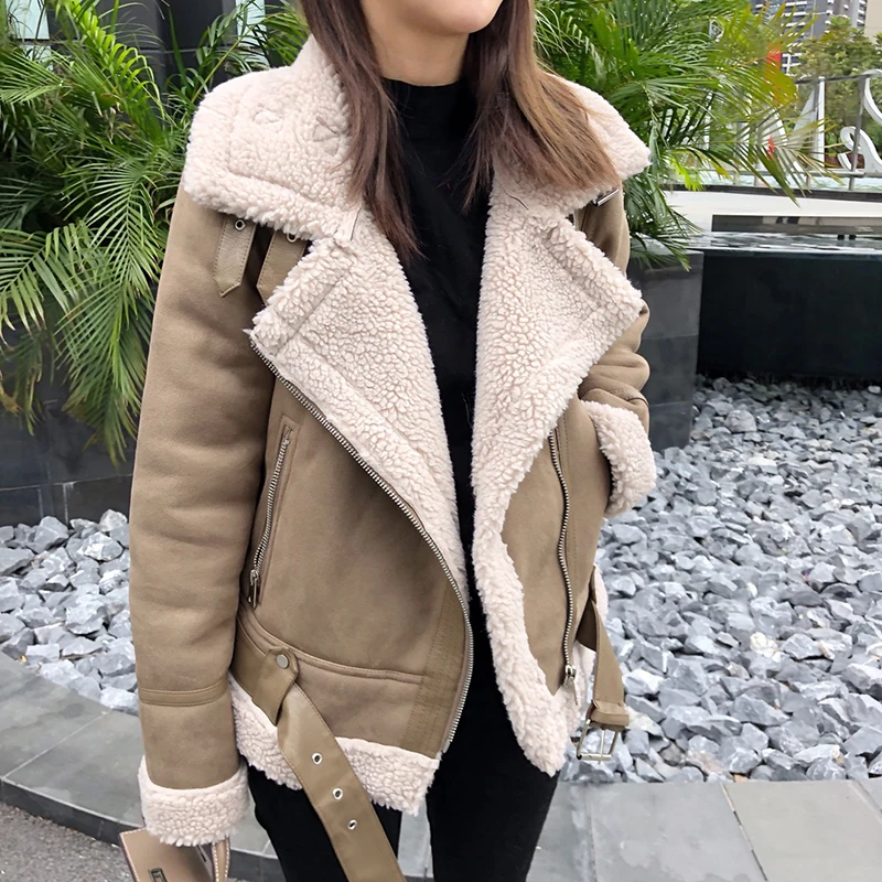 Новинка 2021 зимние женские толстые теплые винтажные замшевые байкерские куртки