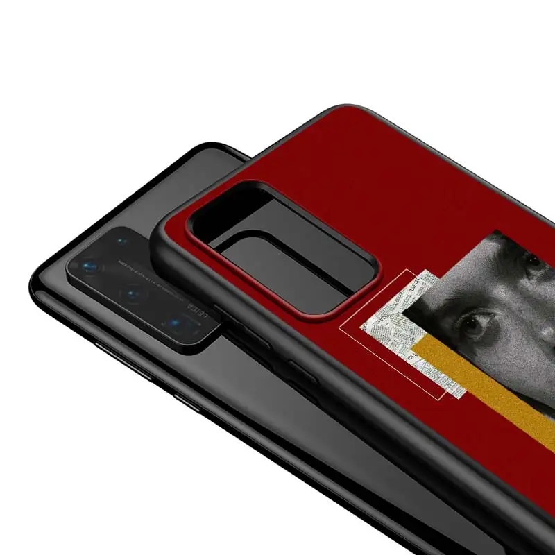 

For Huawei P40 P30 P20 Pro Lite E Plus 5G Black Cover Retro Red Pattern Art Aesthetic For Huawei P10 P9 P8 Lite Phone Case