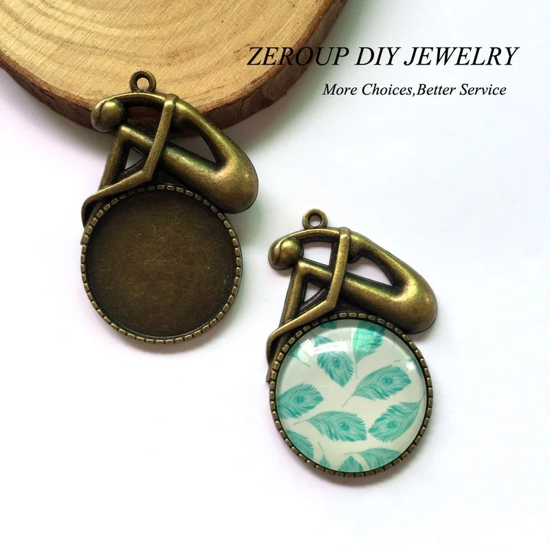 5 шт./лот 25 мм подвесной лоток Круглый античный бронзовый кабошон принадлежности