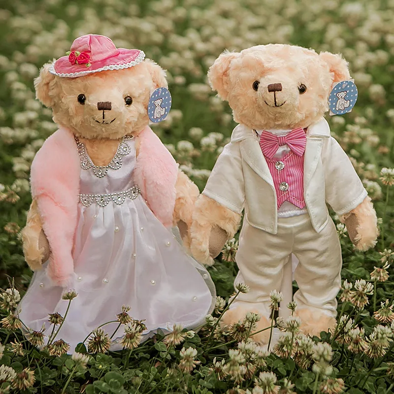 2 шт./пара 38 СМ Корея ins с изображением милой пары teddy bear торжественное платье мишка