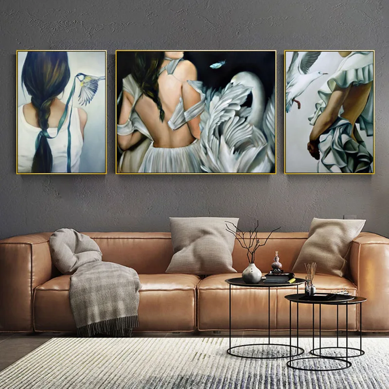 

Abstract Woman Bird Sight Canvas Decorative Painting Poster Picture Album Photo Home Decor Wall Art Room Decoration Accessories