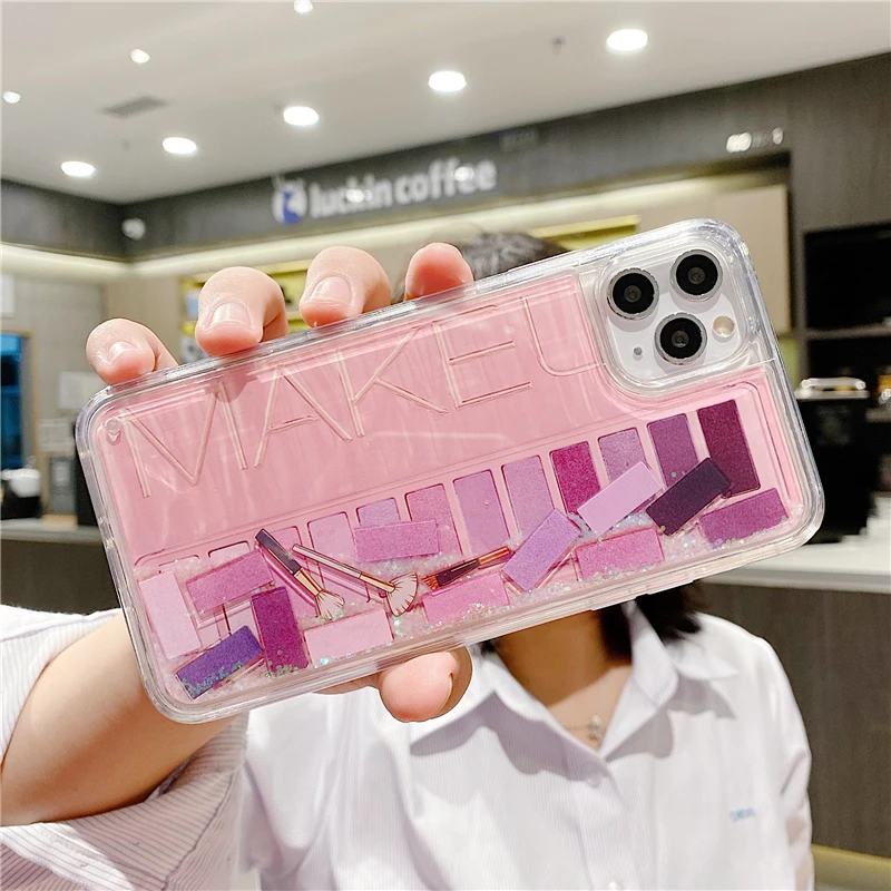 Жидкий Макияж Тени для век зыбучий песок Чехлы телефона Iphone 11 11pro 7 8plus X XR Xsmax