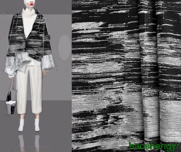 Высококачественная черно белая текстура в горизонтальную полоску жаккардовая