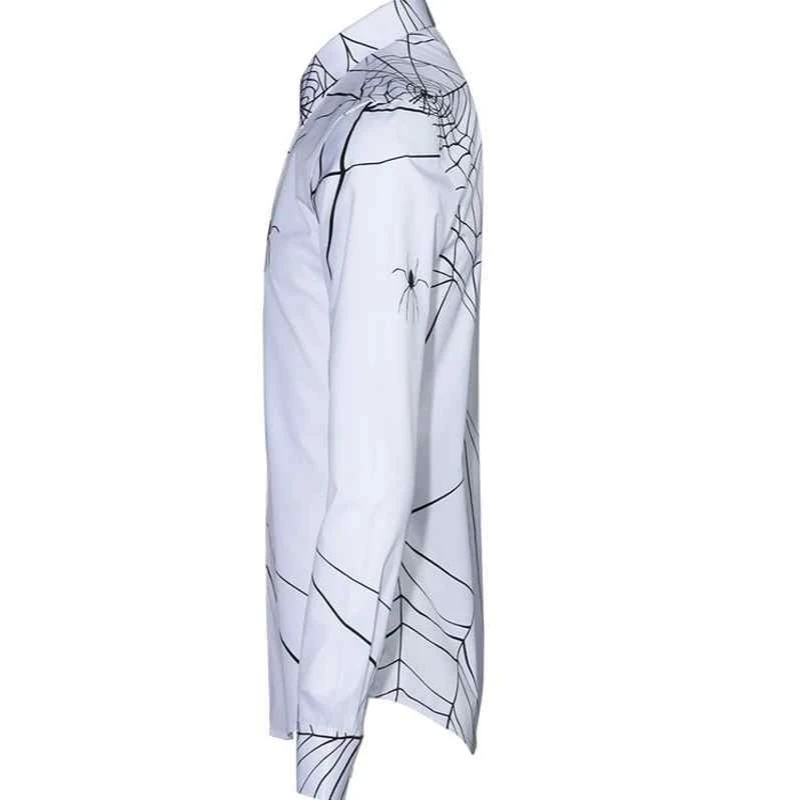 Мужская хлопковая рубашка с длинными рукавами Готическая приталенная