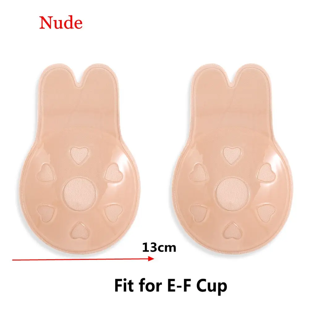 Nude - for E-F Cup 1 пара, женская мода, самоклеющийся бюстгальтер пуш-ап, укороченный топ, силиконовый чехол для соски, наклейки, Сексуальный Невидимый бюстгальтер, бюстгальтер без косточек и лямок - Цвет: Nude - for E-F Cup