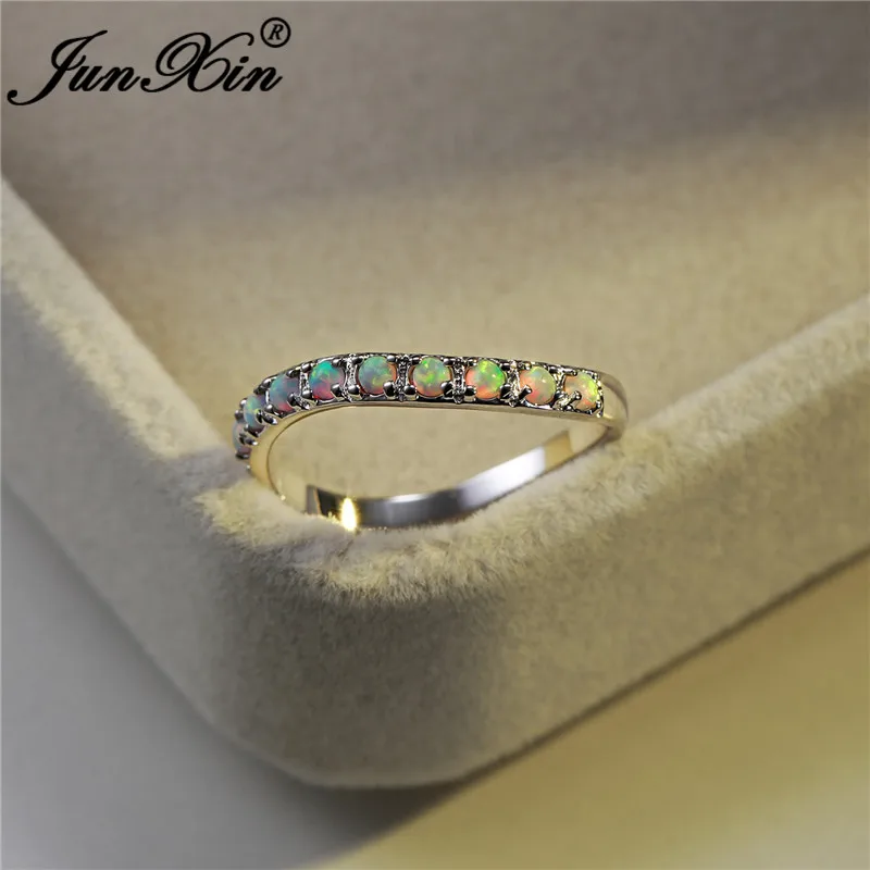 Женское Обручальное кольцо с опалом круглое неправильной формы белым огненным и