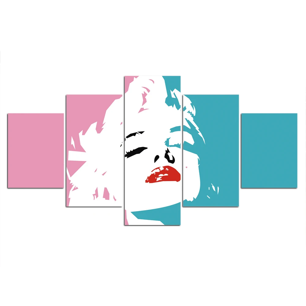 

Canvas painting woman face 5 pieces photo art prints modular for home room decoration poster framework