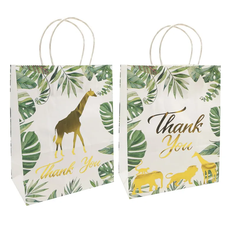 

5 шт. джунгли сафари спасибо за бумажные подарочные пакеты конфеты сумки для детей на 1-й День рождения детский праздник