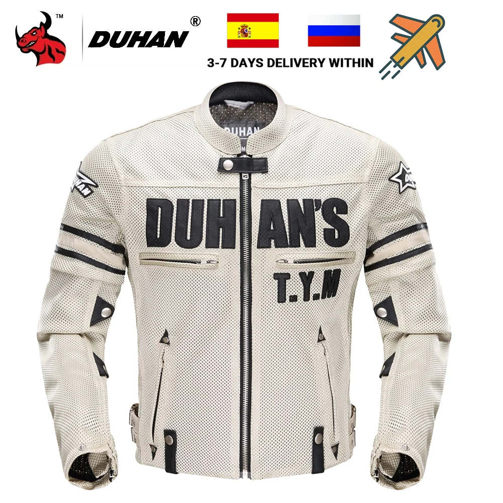 DUHAN Summer Motorcycle Jacket Men's Breathable Chaqueta Moto Jacket Mesh Riding Jacket Motorcycle With Removable Protector