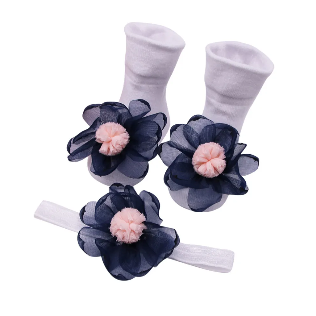 

Baby Infant Socks +1pc Hair Belt Toddler Girls Anti-slip Applique Meias Para Bebe Kids Socks For Children Sweet Beauty Gift