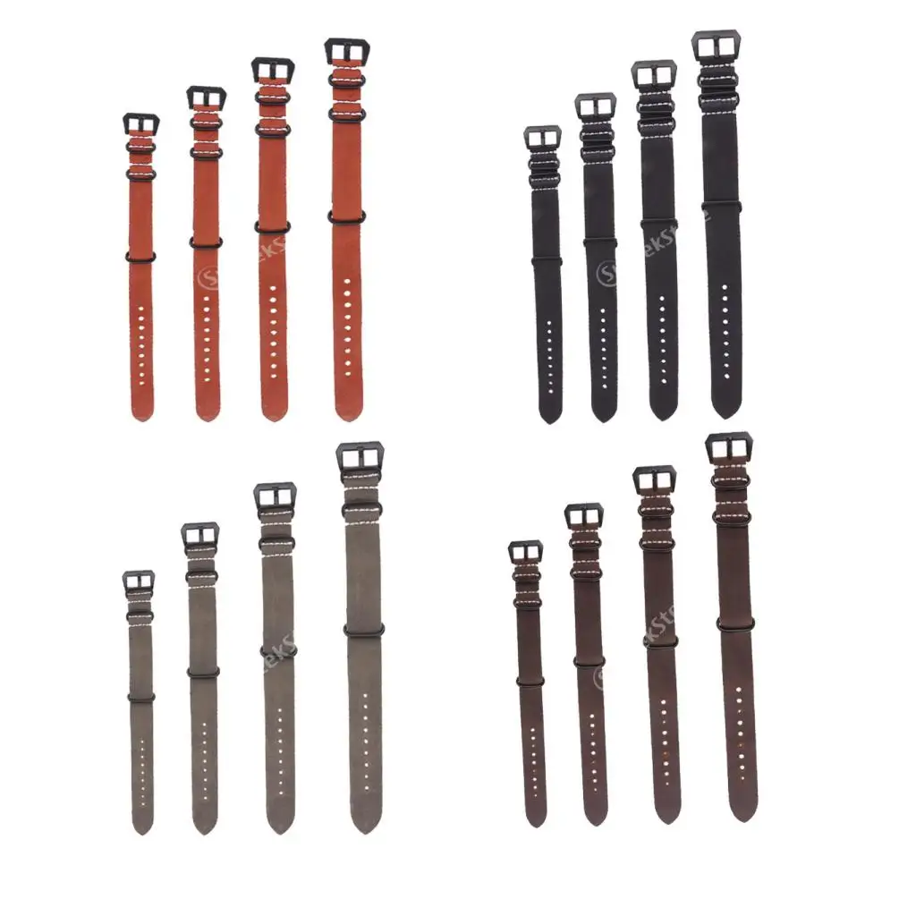 

Men Lady Thin Genuine Leather Watch Band Strap Steel Buckle 18mm 22mm 24mm 26mm
