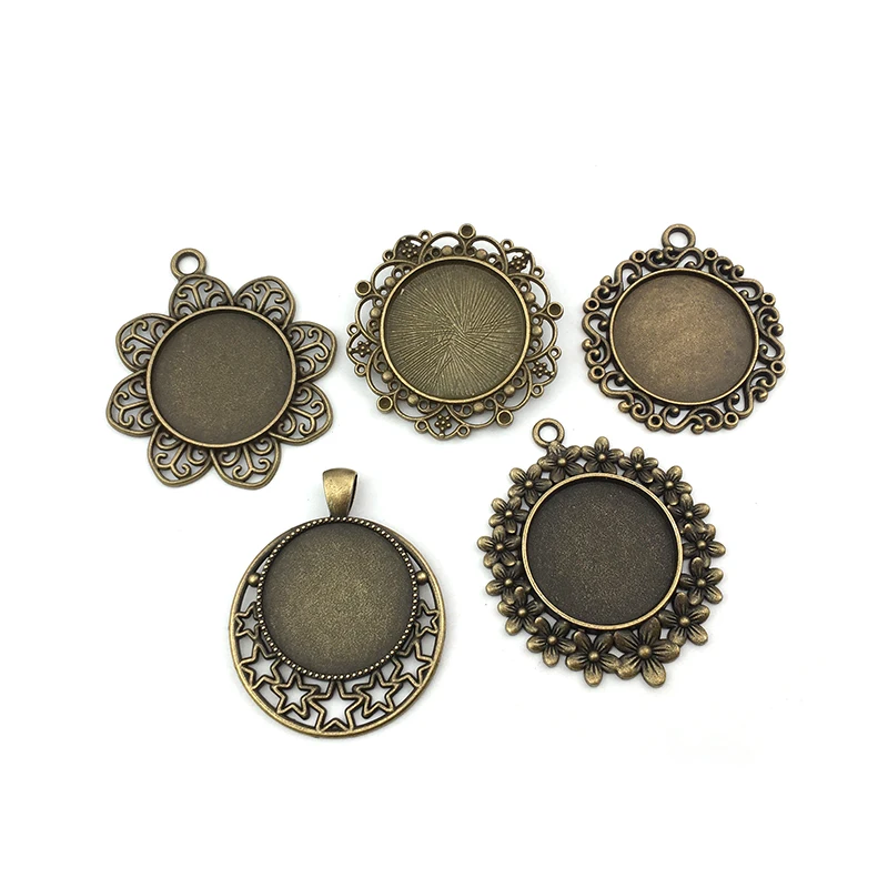 

2pcs stickers 25mm round bottom support diy jewelry accessories retro base glass gem bottom support base pendant pendant