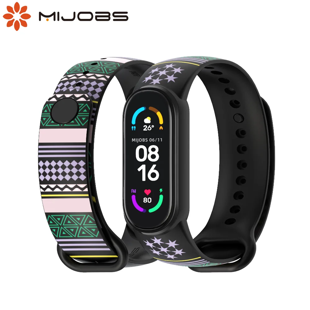 

Ремешок для Xiaomi Mi Band 5 6, ремешок для часов Mi Band 6, резиновый водонепроницаемый браслет с принтом для Xiaomi 5 6, ремешок для смарт-браслета