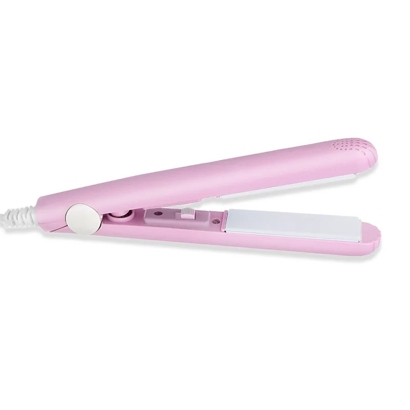 Hair Straighter Pink Мини-выпрямитель для волос, керамическая плойка, гофрированный утюжок для волос, инструменты для укладки, объемные бигуди для волос с стайлером для волос, профессиональная вилка европейского стандарта - Цвет: Hair Straighter Pink