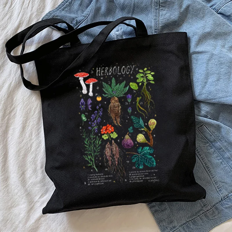 

Mushroom Print Women Shoulder Bag Canvas Bag Harajuku Shopper Bag Fashion Casual Shopping Bags Tote Shopper Bag Border Collie