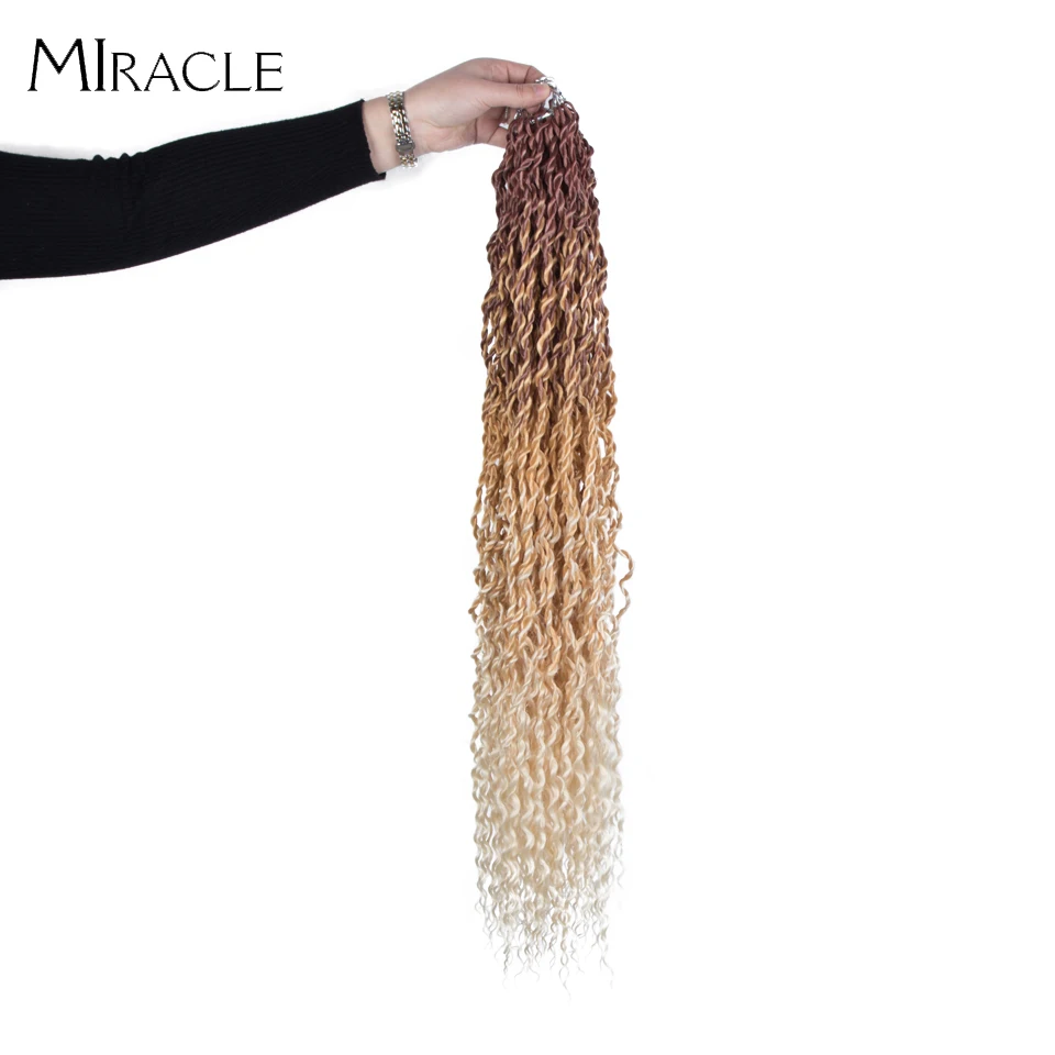

Synthetic Crochet Braid Locs Crochet Passion Twist Braiding Hair Extensions Ombre Blonde Faux Locs With Kinky Curly Hair Miracle