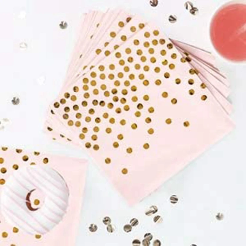96 Pcs Pink Gold Dot Party Tableware Paper Plates and Napkins Cups for Wedding Bridal Shower Engagement Birthday | Дом и сад
