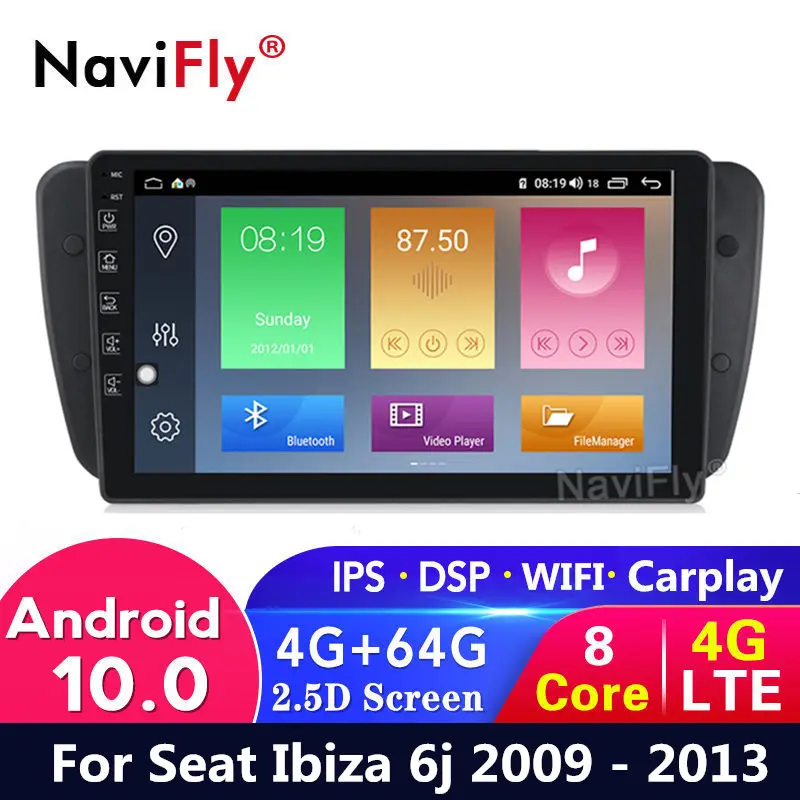 Автомобильный dvd плеер на Android 10 4 Гб + 64 ГБ gps для Seat Ibiza 6j 2009 2010 2012 2013 GPS навигация 2.5D