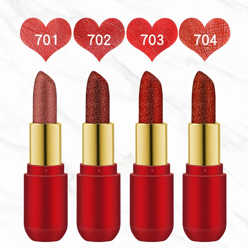 Женская Блестящая помада водостойкая увлажняющая и долговечная красная в форме