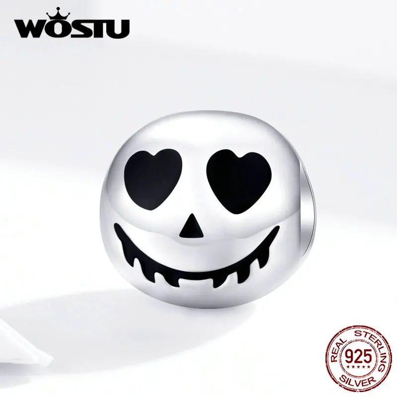 WOSTU Хэллоуин 925 стерлингового серебра страшный череп бусины подходят
