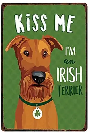 

Kiss Me I Am Irish Terrier Iron Metal Plate Tin Sign Vintage Retro Wall Bar Chic Decor farmhouse home decor 12 X 8 Inch