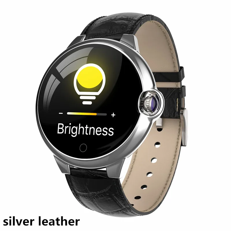 silver leather AMYNIKEER Смарт-часы DR88 деловые умные часы Мониторинг Артериального Давления пульса 2.5D гиперболический экран долгий срок службы батареи - Цвет: silver leather
