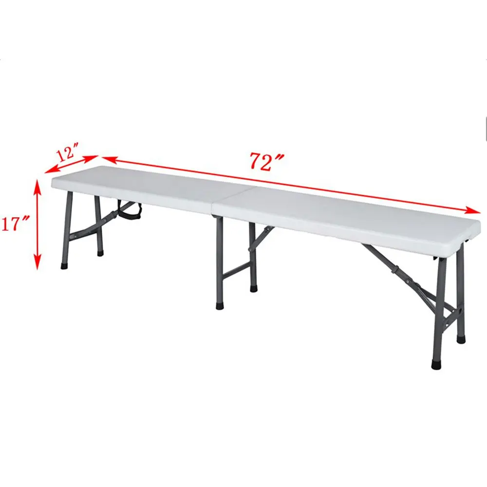 구매 6 '휴대용 플라스틱/야외 피크닉 파티 캠핑 다이닝 접이식 벤치, 깨끗하고 보관하기 쉬운 휴대용 플라스틱 [미국 재고]