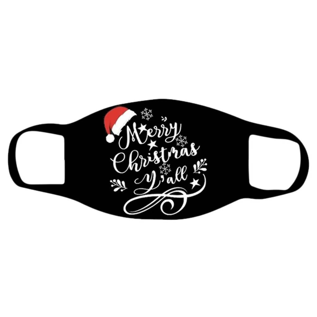 

1pc Adult Black Face Mask Washable Reusable Fabric Masks Christmas Santa Claus Letter Print Face Shield Face Muffle Mascarillas