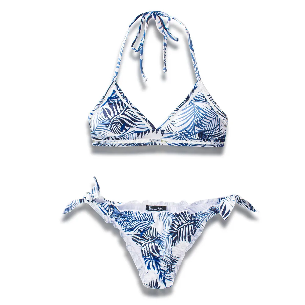 Комплект бразильского бикини с цветочным принтом 2019 стринги женский купальник