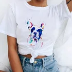 Милая футболка с рисунком бульдога, женская футболка, рубашка для отдыха, женские топы, Футболка Harajuku, модная женская футболка