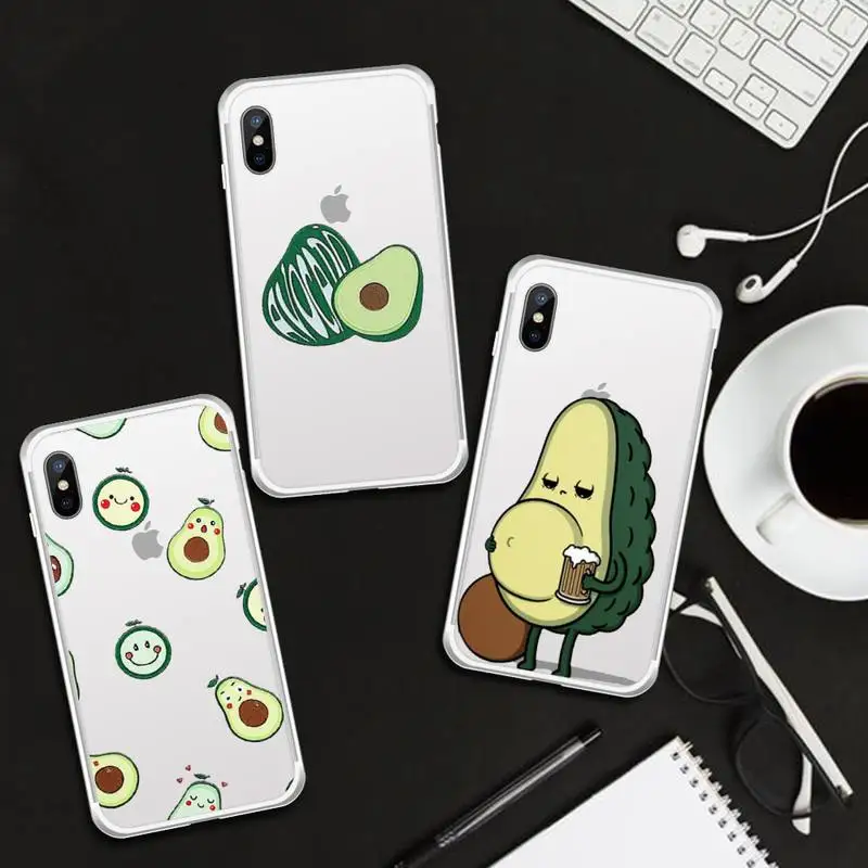 

cute cartoon Avocado creativy Phone Case Transparent for iPhone 6 7 8 11 12 s mini pro X XS XR MAX Plus cover funda shell