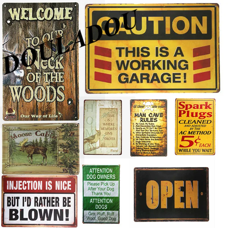 

[Douladou] Vintage Sign Metal Craft DOG'S HOUSE We Just Pay Mortgage Painting Plaque Home Decor Tin Art Decor Pinup Wall20x30CM
