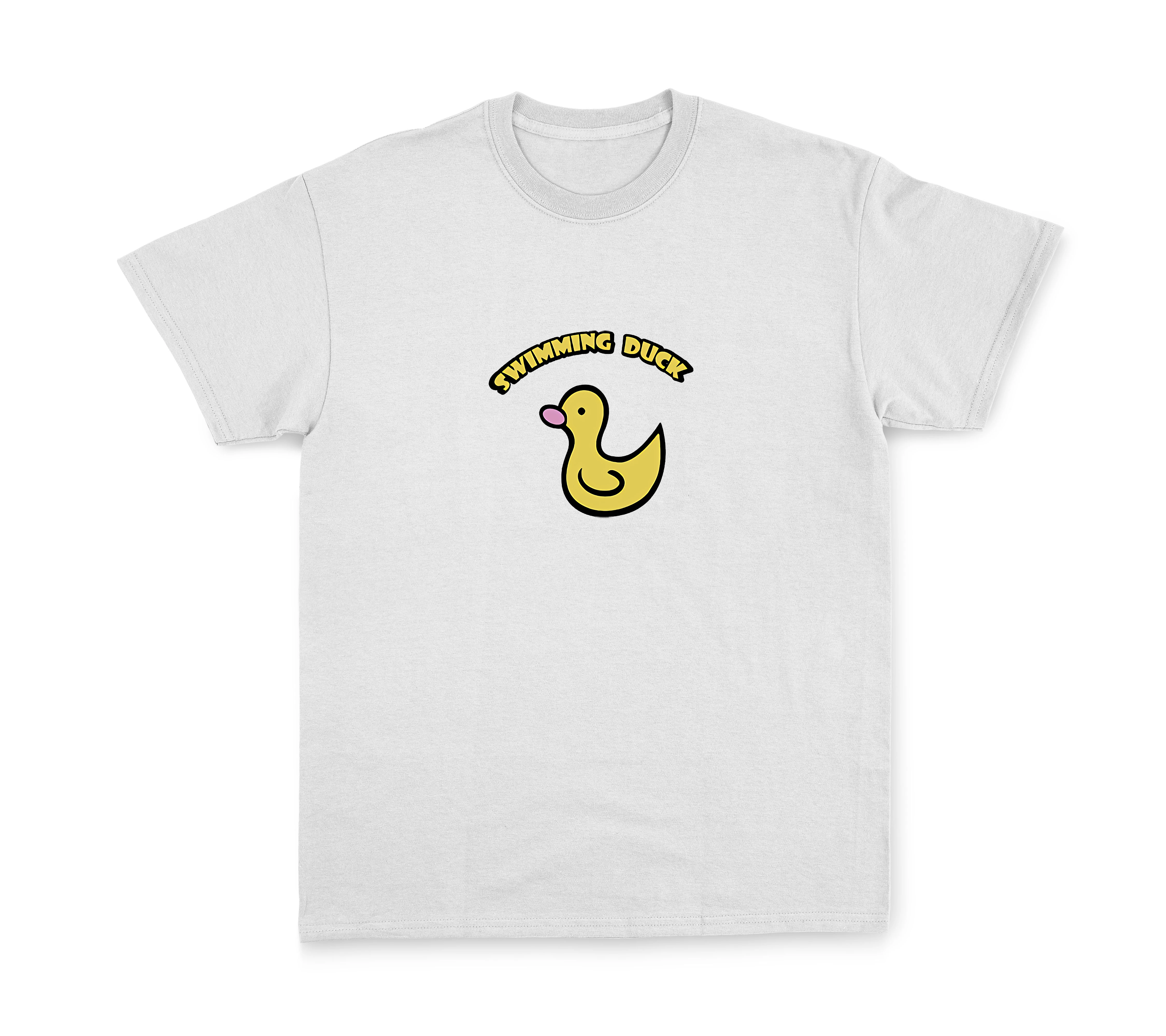 

Swimming Duck White Round Neck Cotton T-Shirt