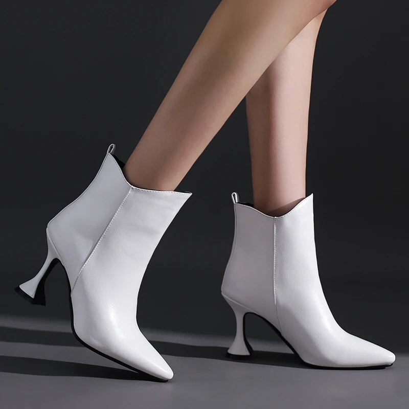 

2021 New Kitten Heel Women Shoes Fashion Pointed Toe High Heel Lady Autumn Shallow Ankle Boots Sexy Stiletto Winter Warm Booties