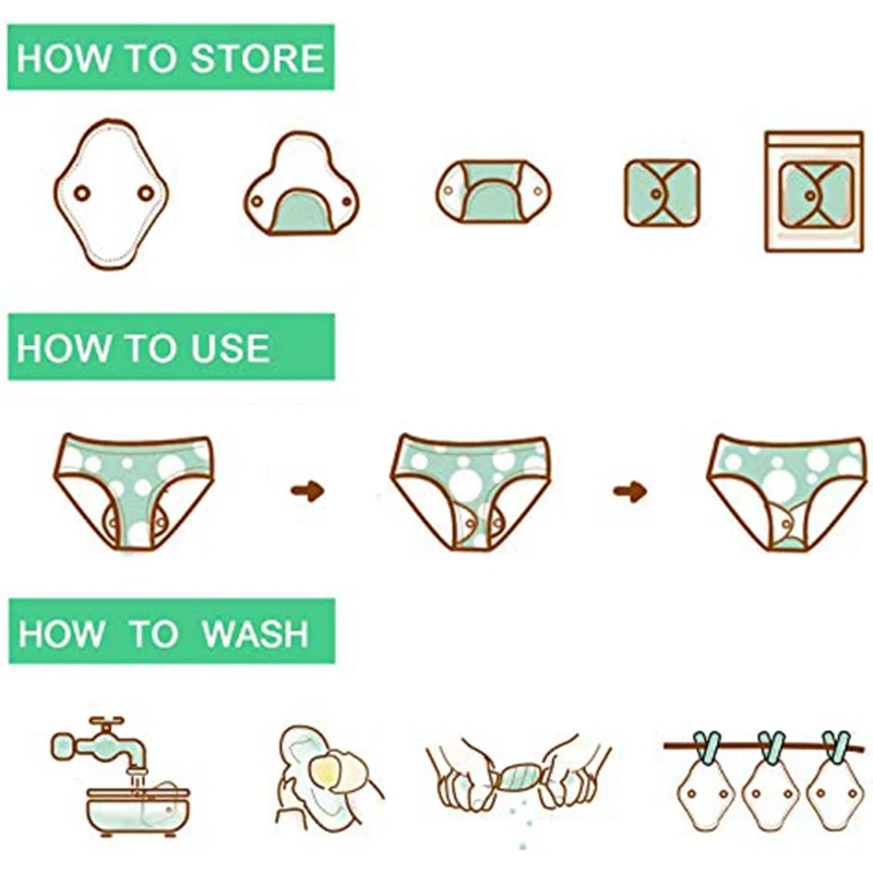 Almohadilla Menstrual lavable tama&ntilde;o S, almohadilla Menstrual sanitaria reutilizable, tela de algod&oacute;n de bamb&uacute; para mam&aacute;, higiene femenina, forro de bragas-5