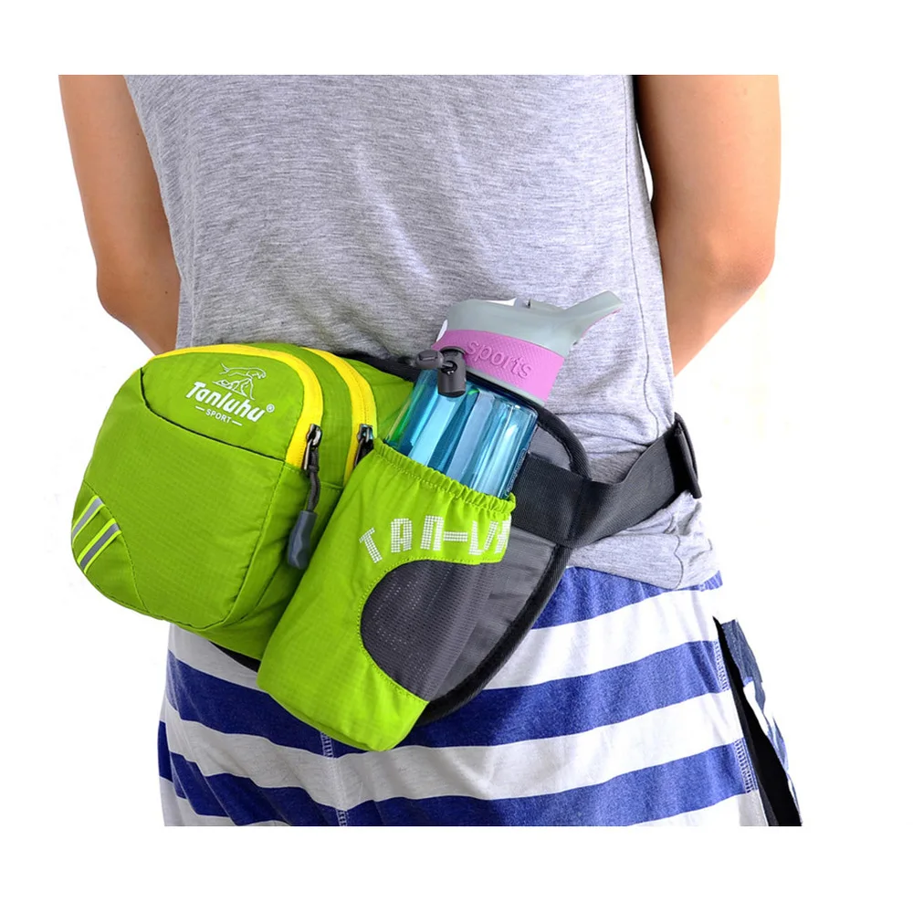 

Running Waist Pack Sports Waist Bag Belt Bag with Water Bottle Holder for Travel Hiking Cycling Camping (Green)