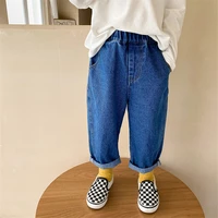 korean style boys washed cotton jeans 1 7t solid color fashion all match straight denim pants