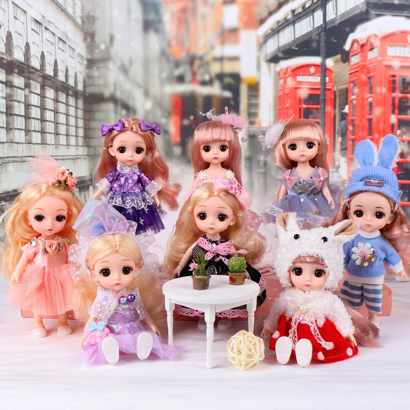 

New 16CM BJD Doll 1/12 13 Movable Joints Fashion Princess Baby Mermaid Cartoon Rabbit Clothes Shoes Dress Up Toys for Girls Gift