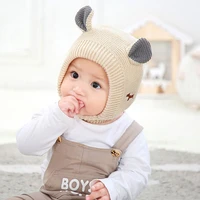 baby hats 1 3 years boys girls bonnet winter warm thicken hats kids infant cute ears knit hats for children beanie muts
