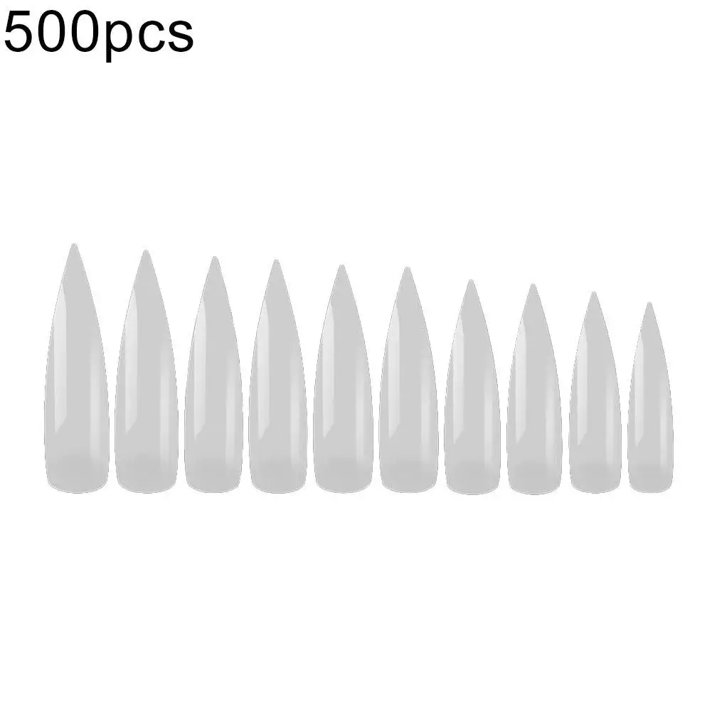 

500Pcs Long Pointed False Nail Tips Fingernail Cover Salons Home Manicure Decor Accessories