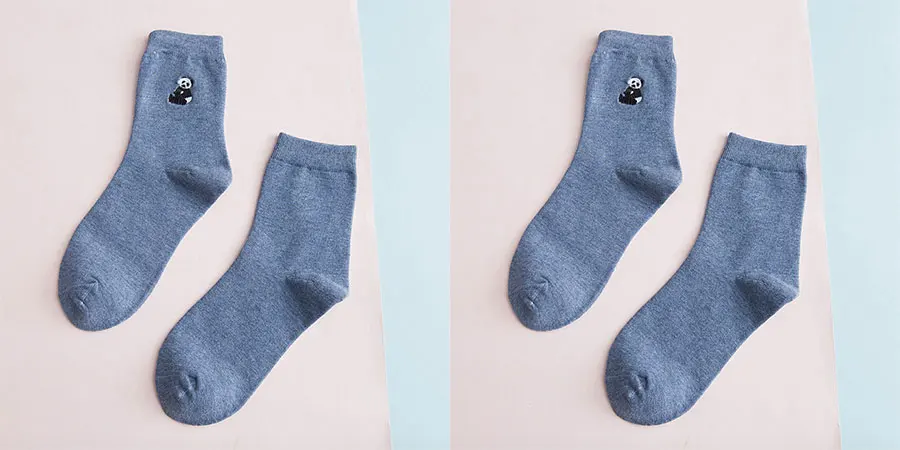 Blue Милые короткие носки с вышивкой из мультфильма для женщин/девочек, однотонные повседневные хлопковые носки до лодыжки, женские забавные носки - Цвет: Blue