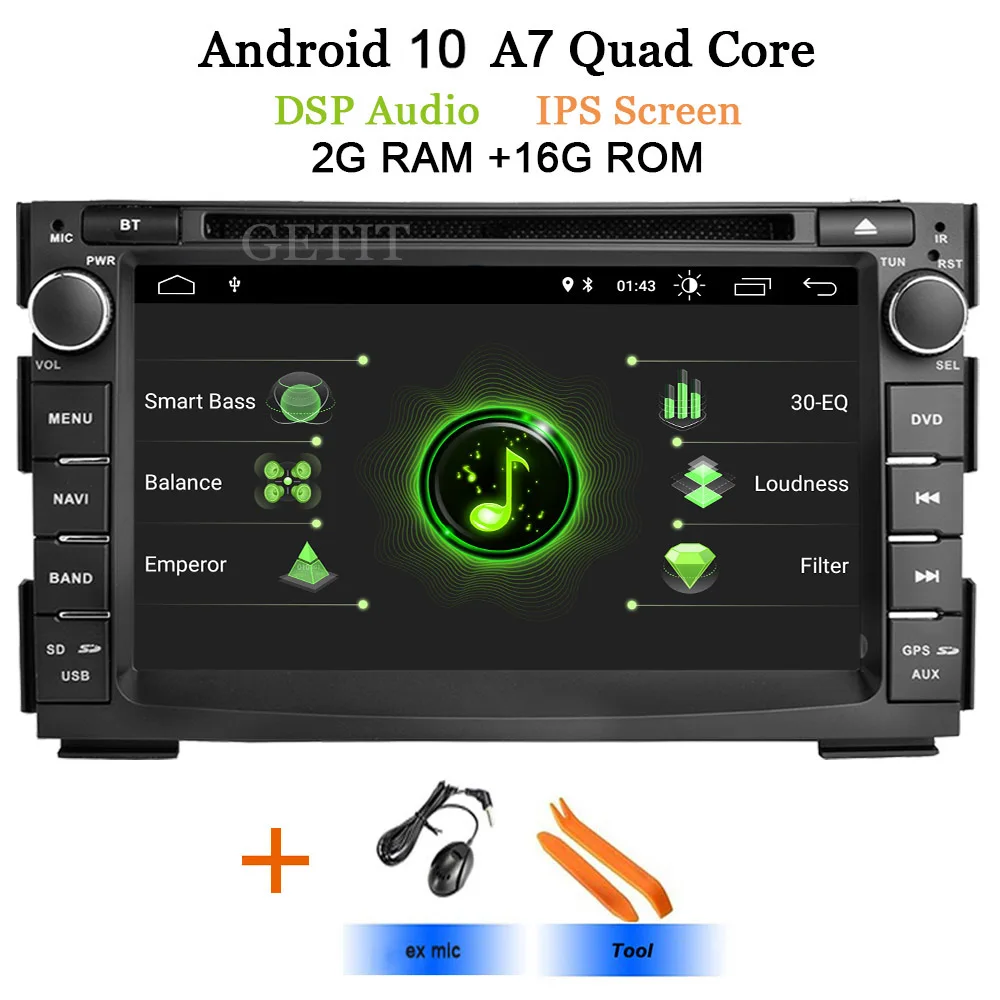 DSP-IPS 2G A7 Android 10 Автомобильный мультимедийный dvd-плеер для KIA Ceed 2009 2010 2011 2012 Авто радио gps навигация obd2 DVR DSP чип ips 2 Din - Цвет: DSP-IPS 2G A7